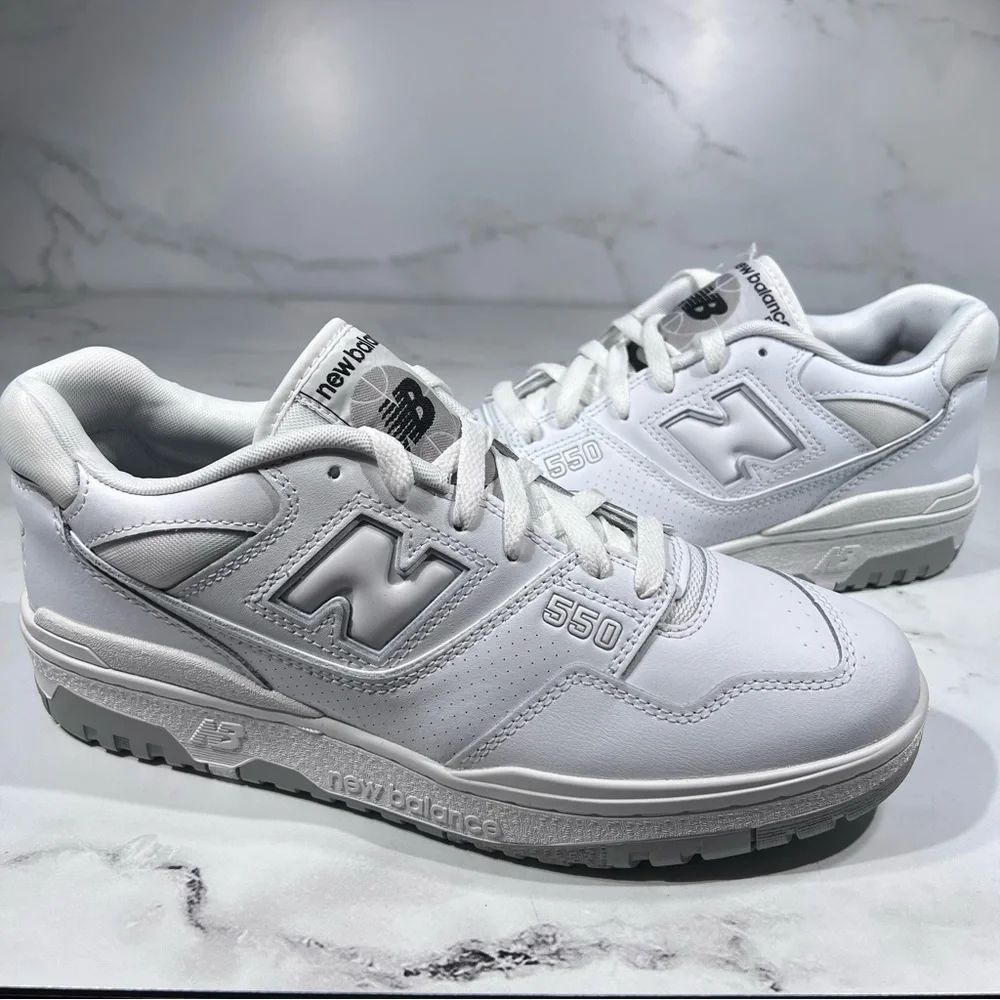 New Balance 550 White Grey Leather Low Sneakers
